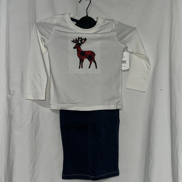 NWT crown & ivy baby harbor navy plaid 3 piece set size 24 months - Picture 3 of 7